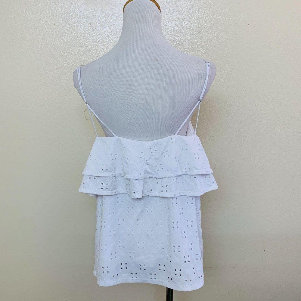 White Eyelet Ruffle Tank Top - Picture 2 of 5